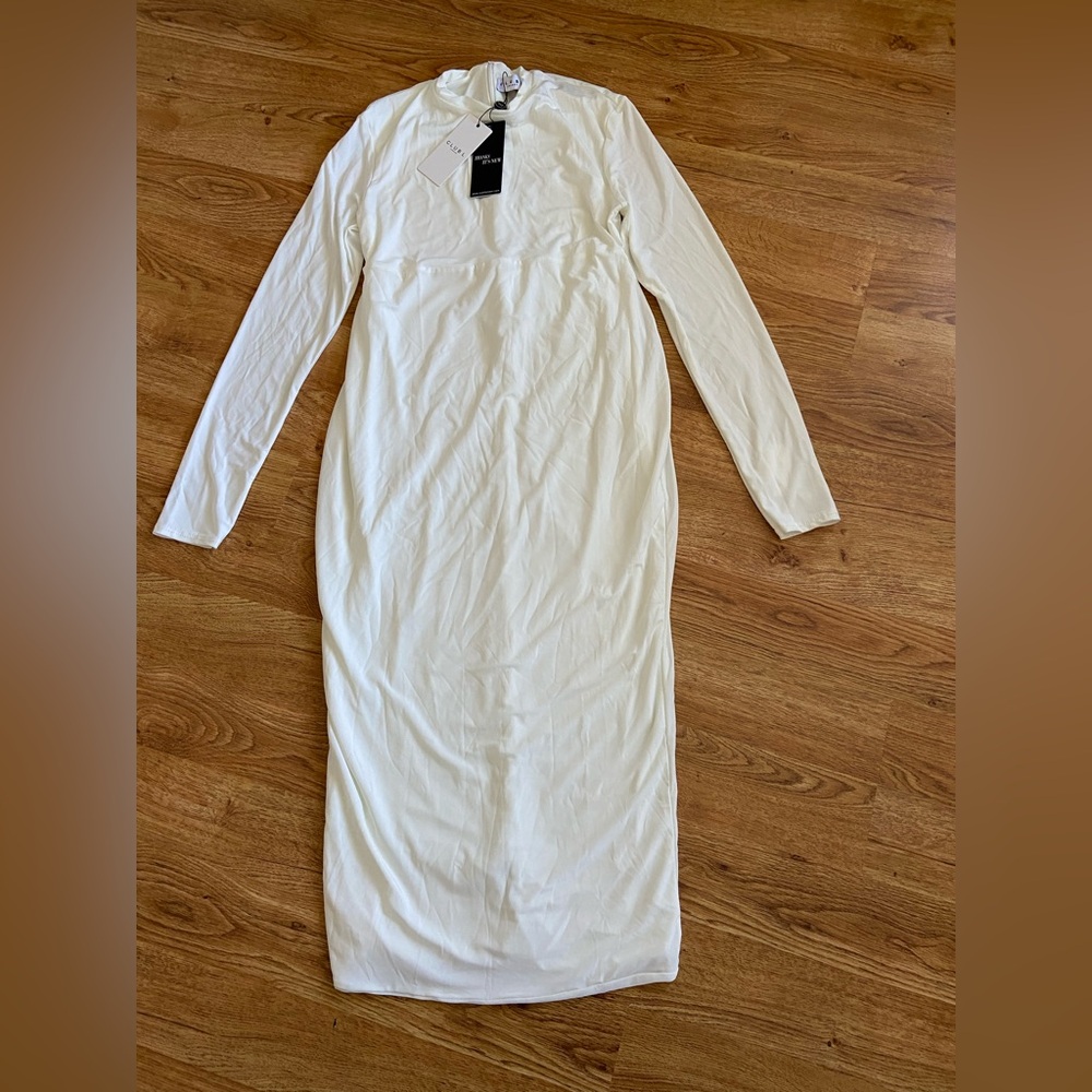 NWT Club L London High Neck Maxi Dress Cream US 12
